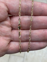 14k Yellow Gold Elongated Link Chain 2x5 , Paper Clip necklace, Rectangular Staple Link Chain Bracelet Necklace For Women, Layering Chain